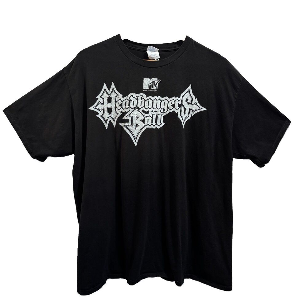 MTV Headbangers Ball Graphic Logo Tee Black Men’s XXL Band Tee y2k 2xl